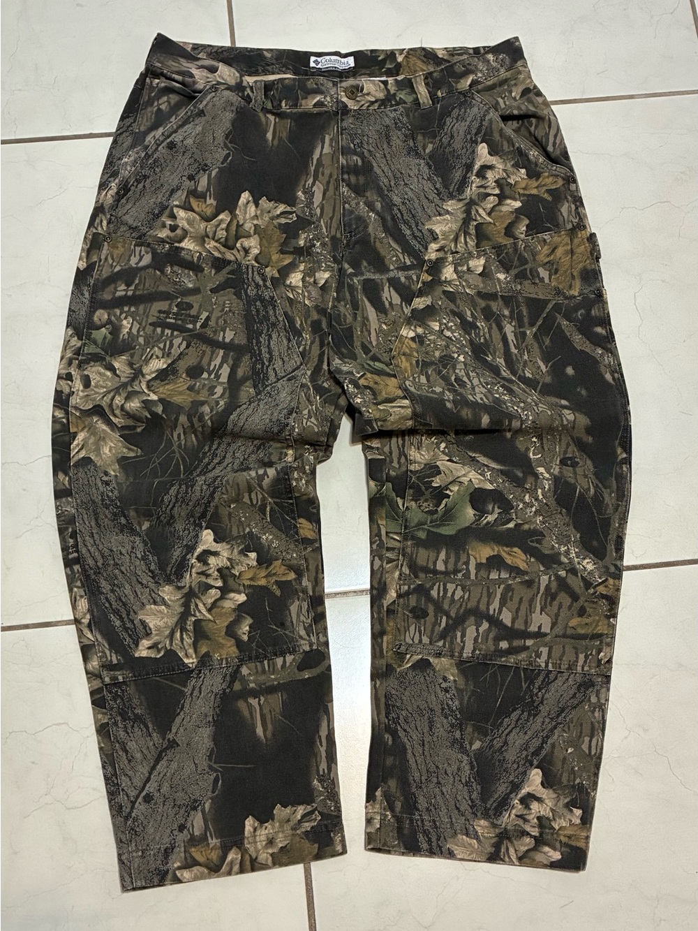 Vintage Columbia Mossy Oak Break Up Baggy Double Knees Camo Pants Men's Size 40